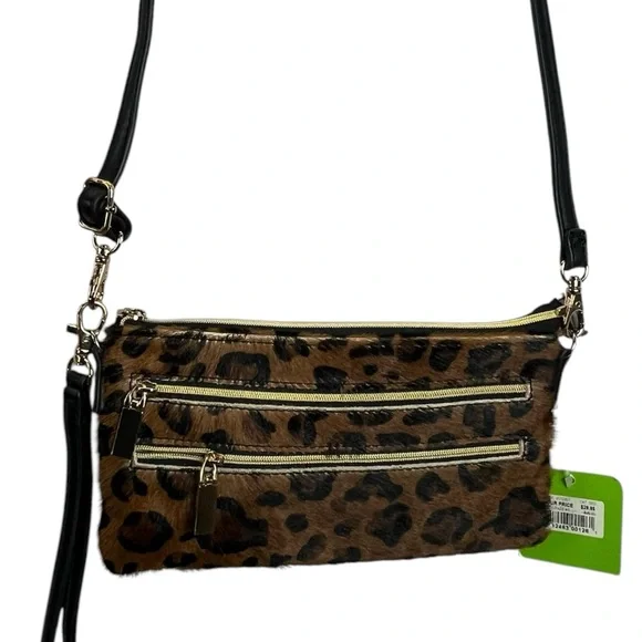 Kelly & Katie Leopard Print Calf Hair Crossbody Bag Wristlet Clutch - Picture 2 of 12